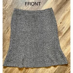 Gap Classic Gray Wool Blend Tweed Side Zip Lined Flared Skirt Sz 8 Academia Y2K